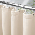 White Shower Curtain Fabric, Waffle Shower Curtains for Bathroom, Cloth Shower Curtain Heavy Duty, Thick Bathroom Shower Curtains Hotel Quality, Premium Polyester, 72x72 Inches