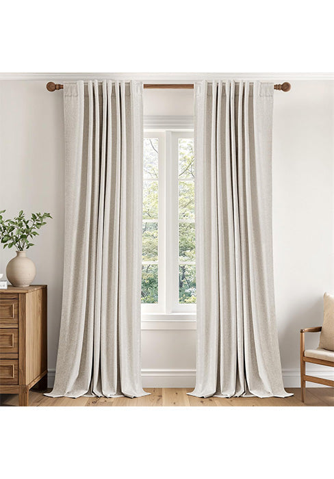 100% Blackout Linen Textured Curtains for Bedroom Solid Thermal Insulated Natural Beige Grommet Room Darkening Curtains & Drapes Luxury Decor for Living Room Nursery 52 x 84 Inch (2 Panels)